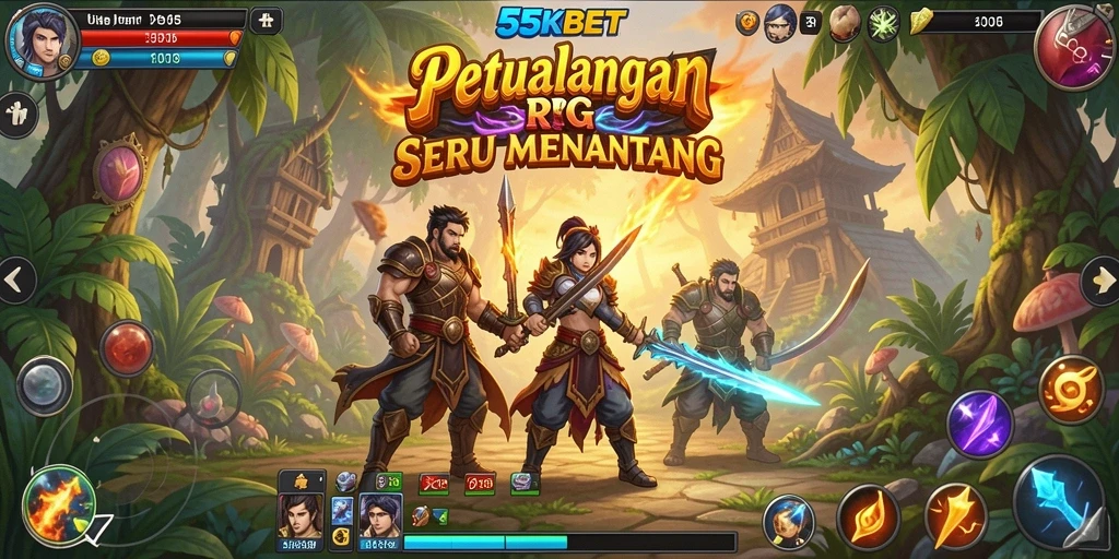 Screenshot menampilkan petualangan seru dalam 55KBET dengan gameplay RPG yang mendebarkan.