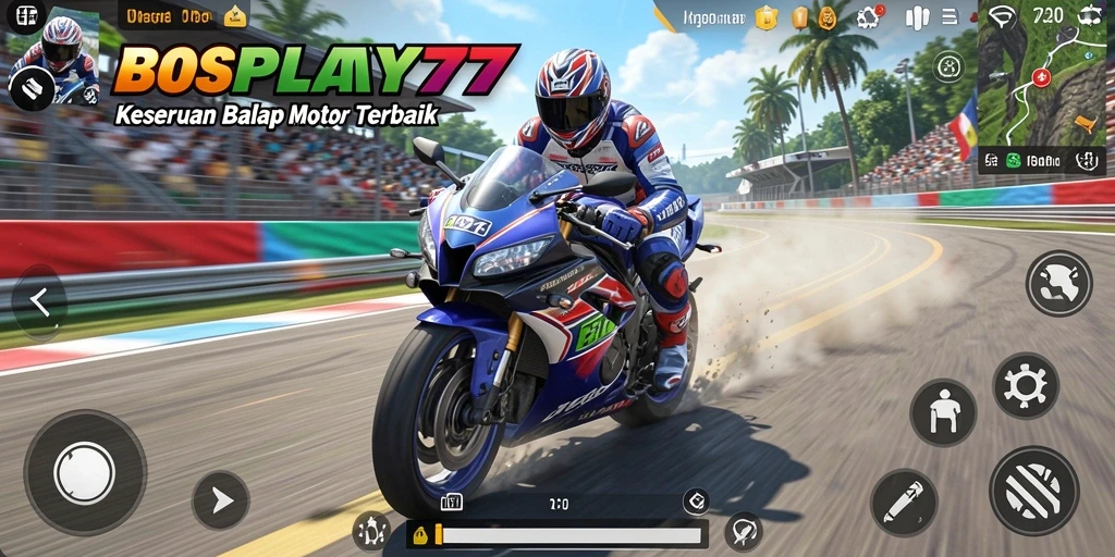 Gameplay menegangkan dalam balapan motor yang seru.