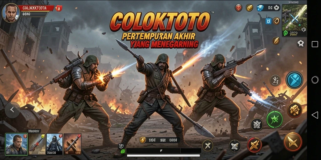 Menampilkan aksi seru pertempuran Battle Royale dalam COLOKTOTO.