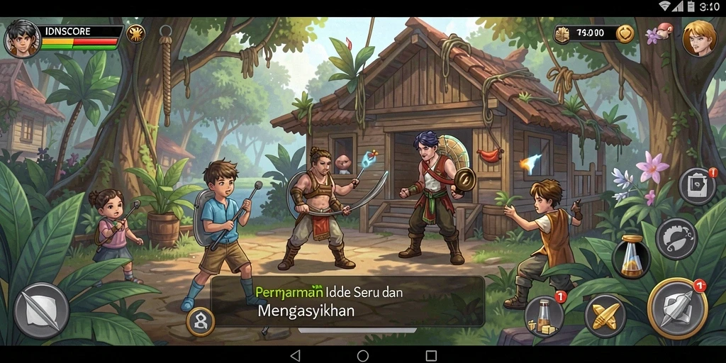 Gameplay IDNSCORE yang santai dan interaktif.