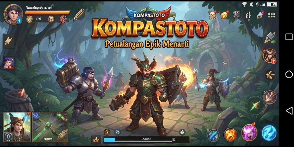 Screenshot gameplay KOMPASTOTO menampilkan petualangan epik RPG yang mendebarkan.