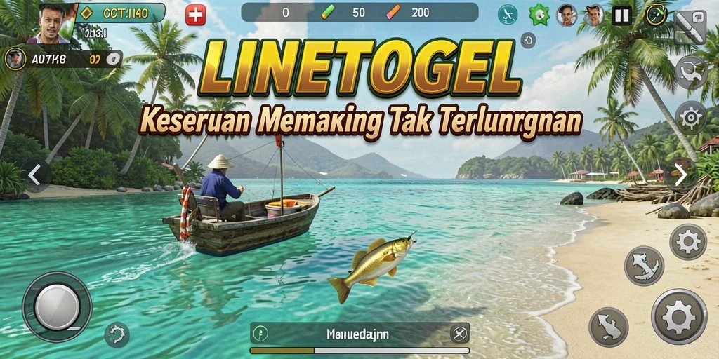 Tampilan gameplay <strong>LINETOGEL</strong> dengan aksi memancing yang mendebarkan.
