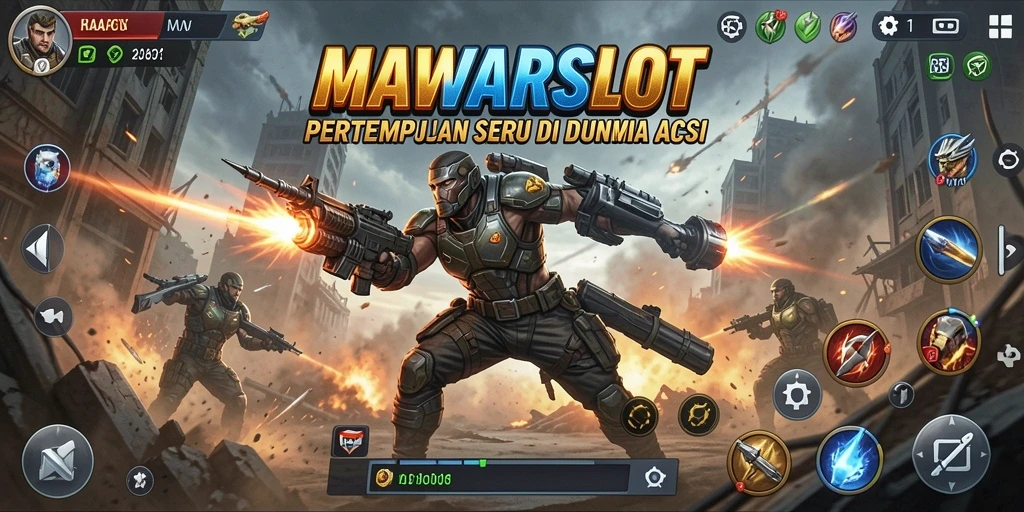 Tampilan gameplay seru MAWARSLOT saat bertarung melawan musuh.