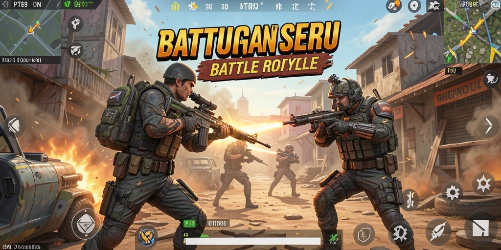 Screenshot utama PT89 menampilkan pertempuran intens dalam arena Battle Royale.
