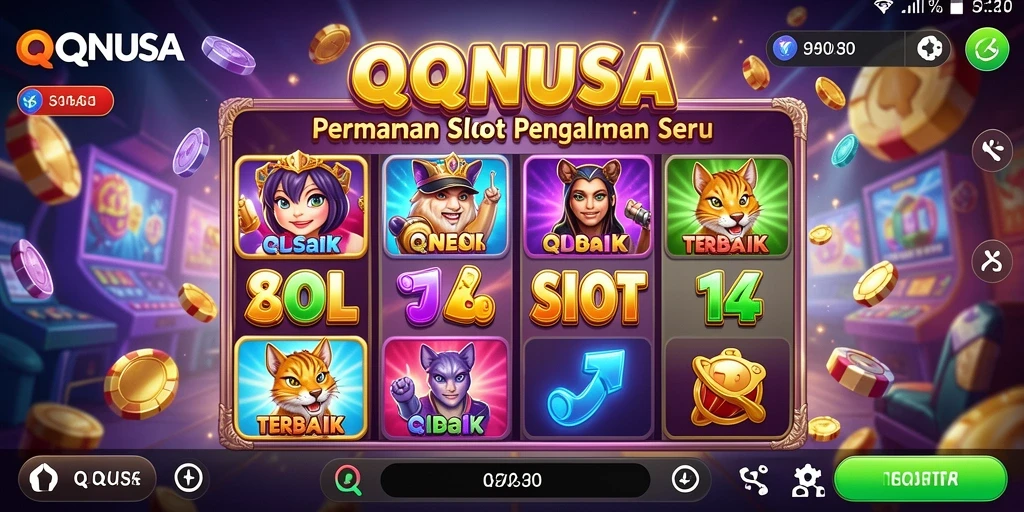 Screenshot gameplay QQNUSA menampilkan mesin slot yang memukau dan interaktif.