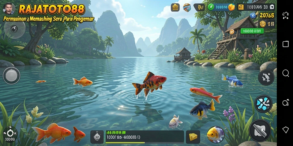 Tampilan gameplay RAJATOTO88 dengan aksi memancing yang seru.