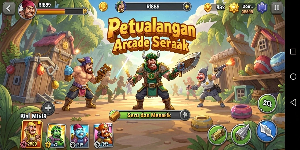 Screenshot gameplay RI889 yang menampilkan aksi seru dalam petualangan arcade.