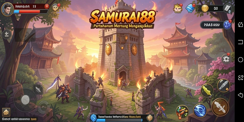 Tampilan gameplay menara pertahanan yang mendebarkan di SAMURAI88.