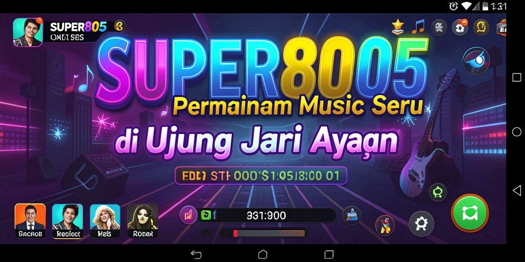 Tangkapan layar gameplay <strong>SUPER805</strong> menunjukkan pemain berinteraksi dengan alat musik.